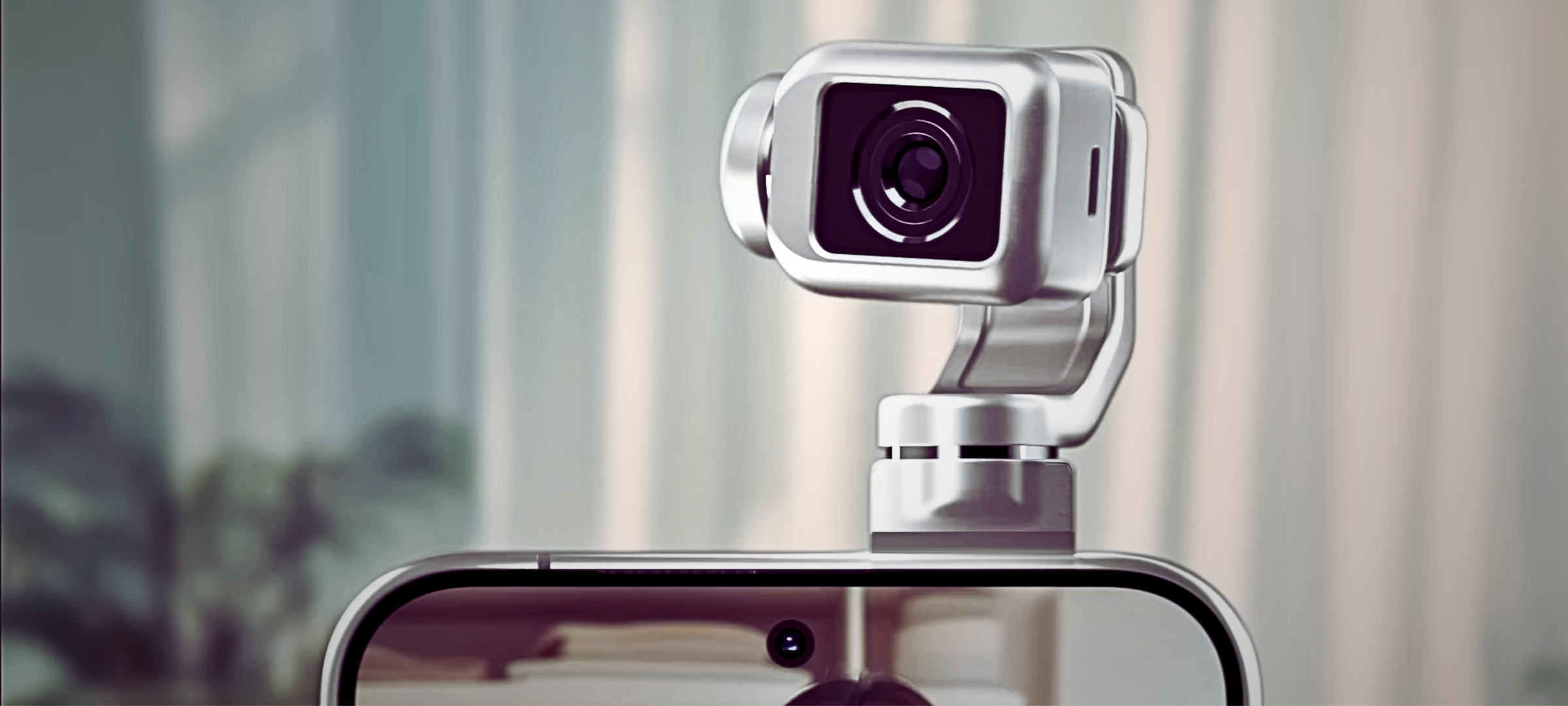 Close-up view of the Honor concept phone's gimbal camera mechanism in a prototype model. Honor gimbal camera phone, phone with built-in gimbal, Honor concept phone